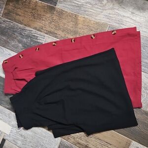 Halara Red Skirt with Button Detail And Black Pant